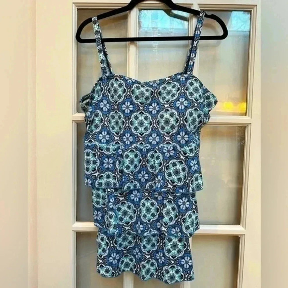 A Shore Fit | Blue Bohemian Tankini Swim Top Plus Size 22W - Picture 1 of 8